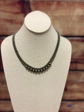 ISAC 16" Polished Silver Tone Bead 2 Strand Western Necklace 5" Extender NWT